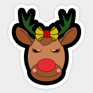 Cute Reindeer Girl Eye Lashes Sleigh Christmas Costume Gift Sticker